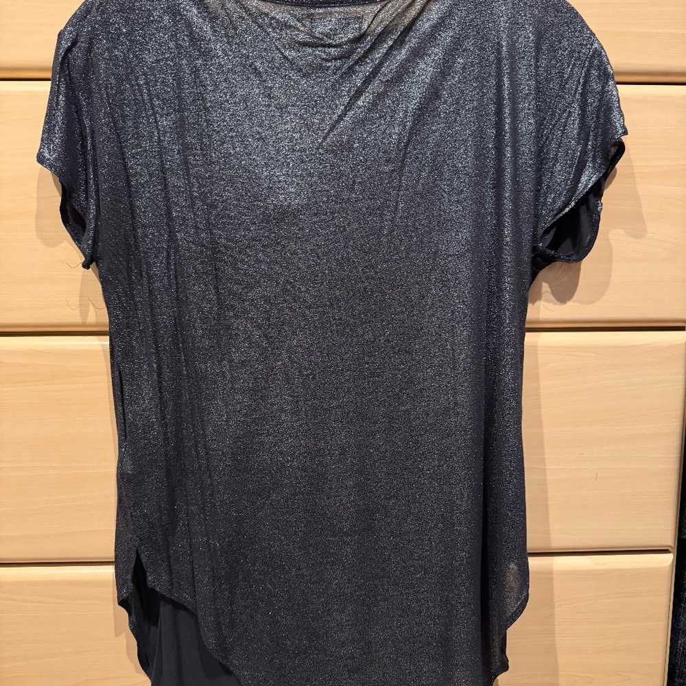 1971 Navy Silk Off the shoulder Tee